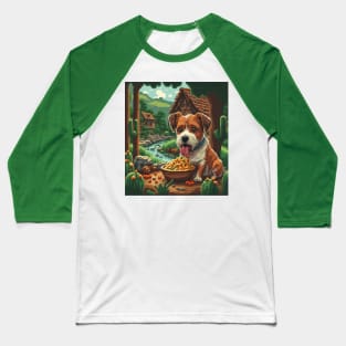 pixel art dog eating spaghetti in beautiful scene Baseball T-Shirt